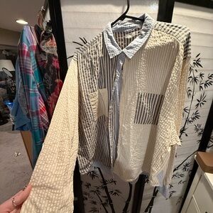 Striped aerie button up shirt xxl
